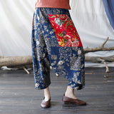 Stitching Retro Casual Pants Loose Distressed Cropped Pants