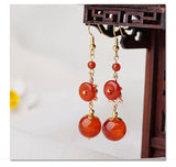 High-Quality Antique Earrings Red Agate Earrings