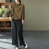 Vintage Corduroy Plus Fleece Casual Elastic Waist Pants