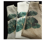 Vintage Ink Print Fine Ramie Doll Sleeve T-Shirt