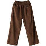 Vintage Corduroy Plus Fleece Casual Elastic Waist Pants