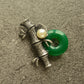 Collier broche en argent antique avec perles de bambou et de jade