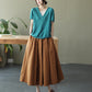 Literary 100% Cotton Large Swing Skirt Slim High Waist A-Line Skirt