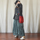 Literary Retro Cotton And Linen Distressed Linen Casual Skirt