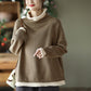 Knitted Loose Sweater Retro Color Contrast Fake Two Piece Sweater