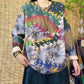 Art Retro Loose Print Mink Fleece Sweater