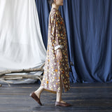 Literary Retro Long Sleeve Stand Collar Full Placket Dress