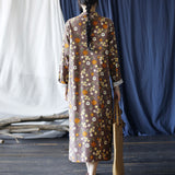 Literary Retro Long Sleeve Stand Collar Full Placket Dress