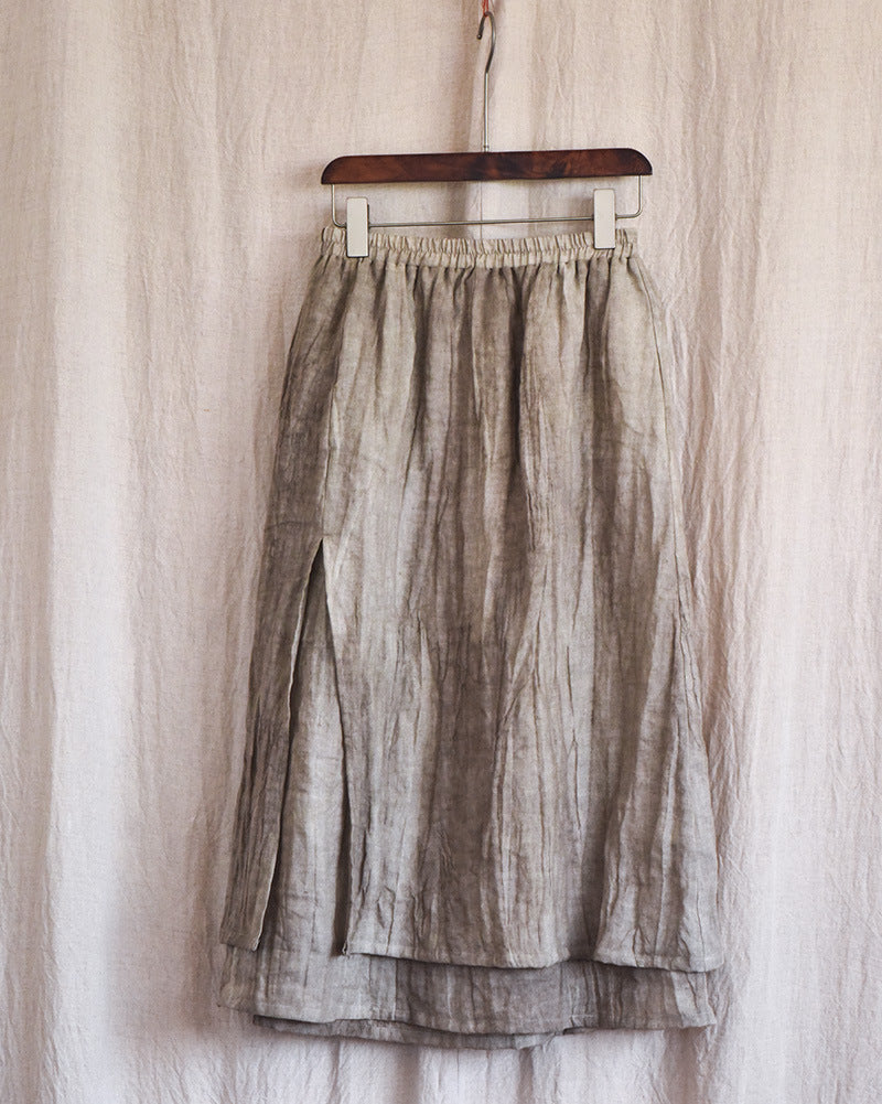 Literary Retro Cotton And Linen Distressed Linen Casual Skirt
