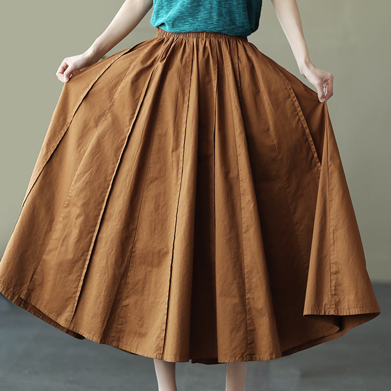 Grande jupe trapèze littéraire 100% coton, Slim, taille haute, jupe trapèze