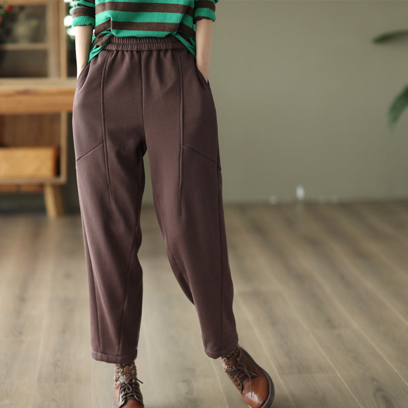 Cotton Twill Casual Literary And Fleece Harem Pants