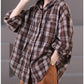 Chemise brossée à capuche à carreaux et cordon de serrage littéraire