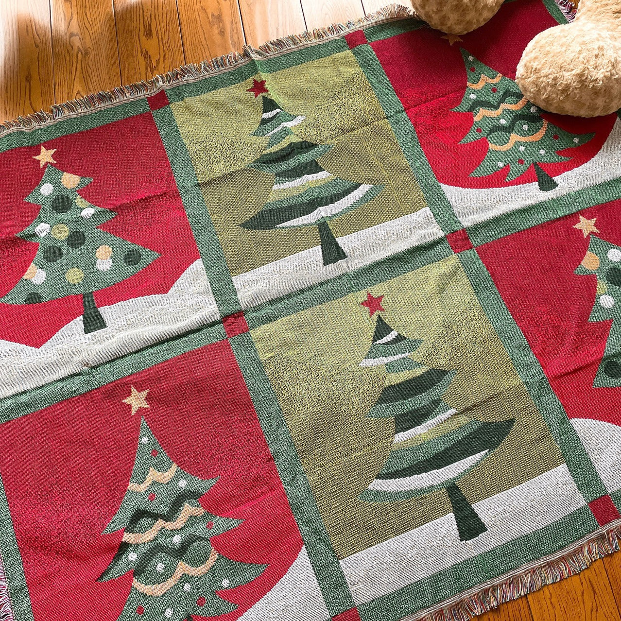 Christmas Tree Tassel Line Blanket Sofa Towel