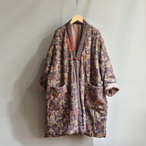 Plus Size - Retro Loose Warm Floral Pocket Coat