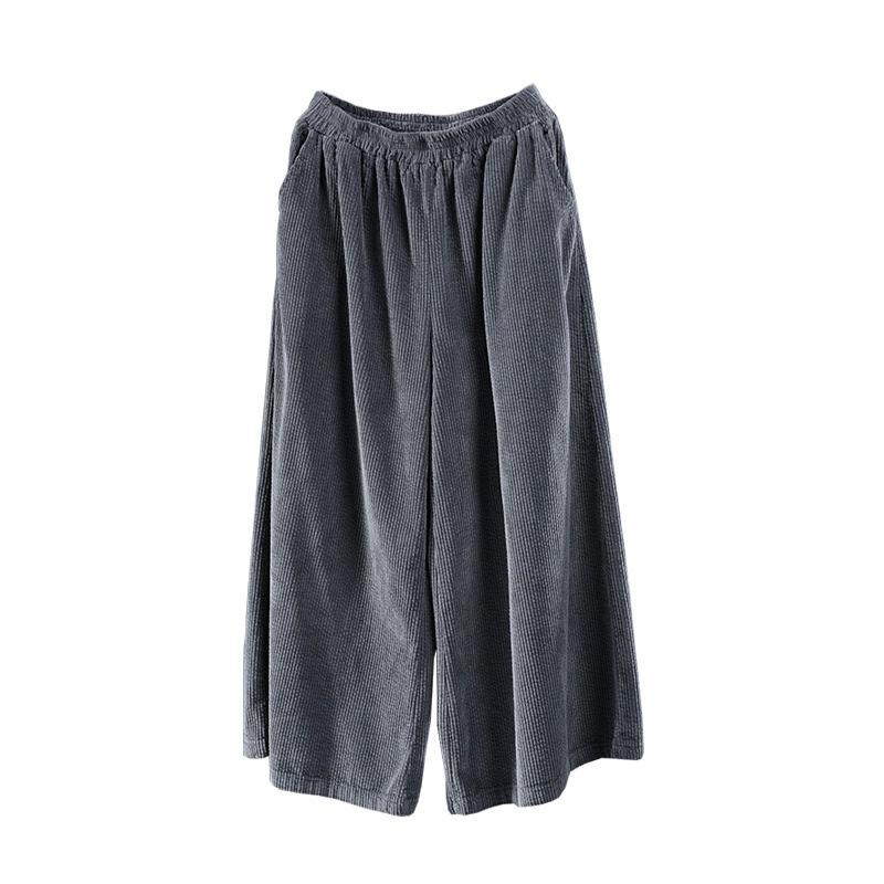 Grandes Tailles - Pantalon Rétro en Velours Côtelé d'Automne de Couleur Pure