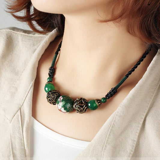 Retro Delicate Cloisonne Short Necklace