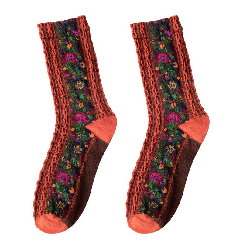 Retro Floral Jacquard Socks