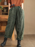 Pantalon sarouel ample en lin rétro pour femmes, épais et solide