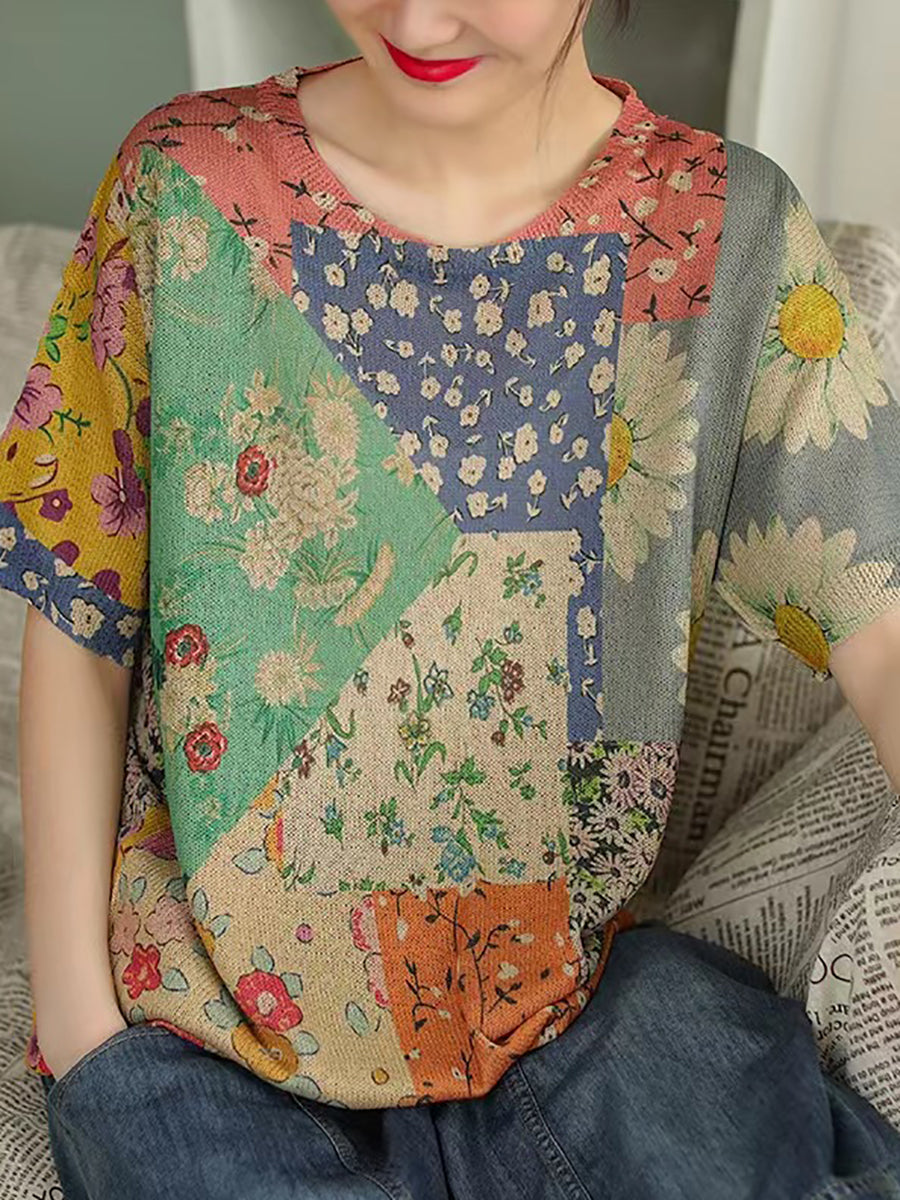 Women Summer Fashion Knitted Loose T-shirt
