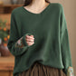 Women Spring Vintage Patch Spliced Knitted Sweater