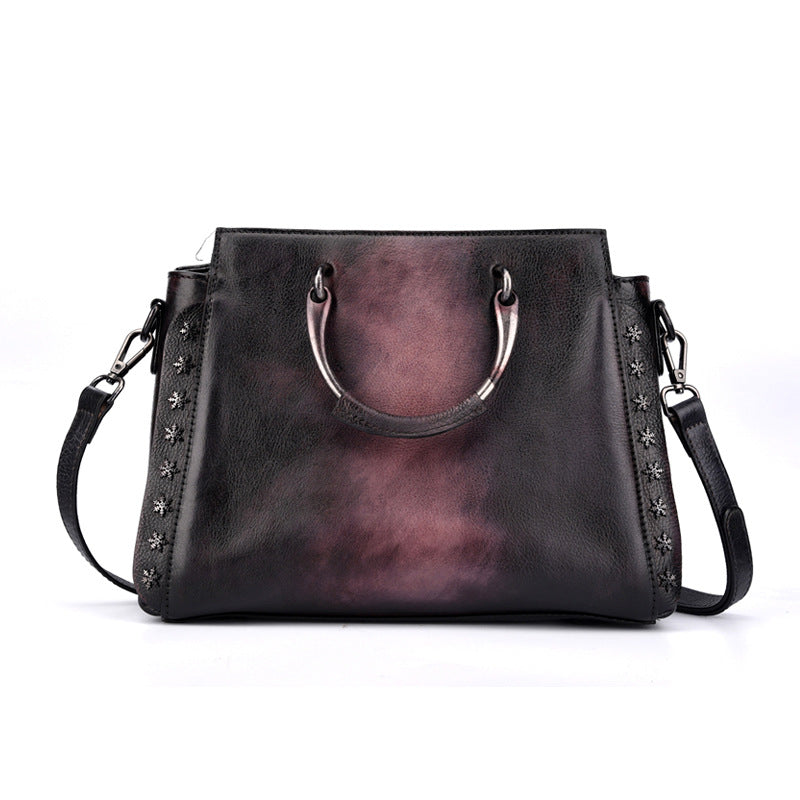 Women Retro Leather Solid Color Crossbody Bag Handbag