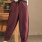 Women Casual Solid Spliced Cotton Padded Pants