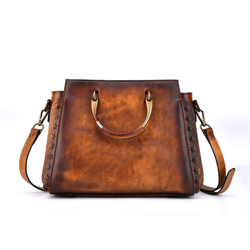 Women Retro Leather Solid Color Crossbody Bag Handbag