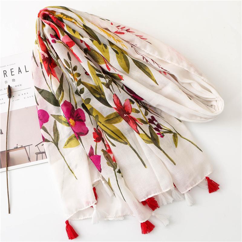 Écharpe à pampilles à imprimé floral pour femmes en bord de mer