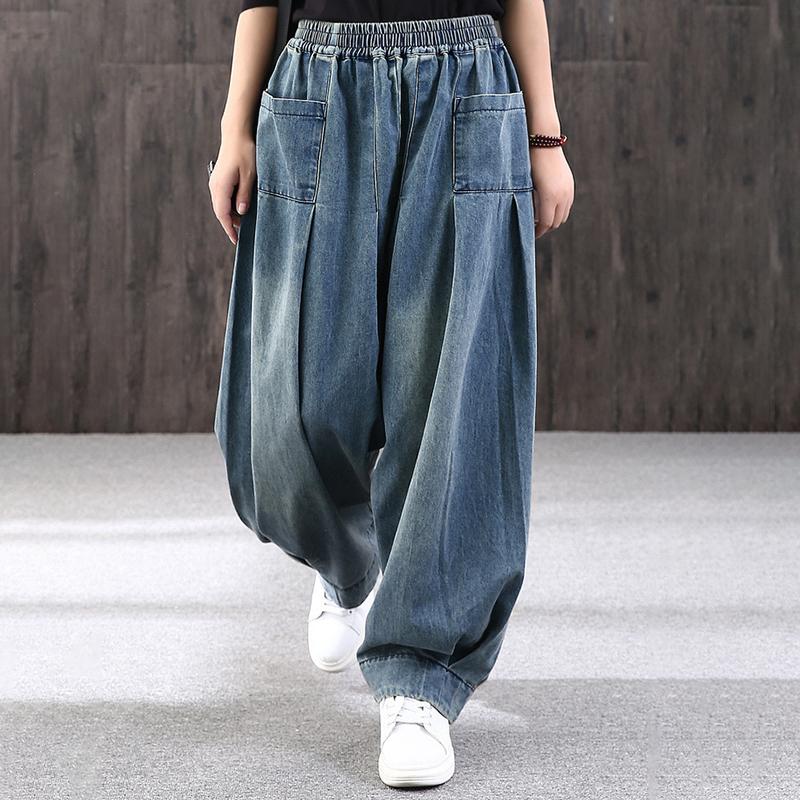 Plus Size - Simple Pure Color Loose Jeans
