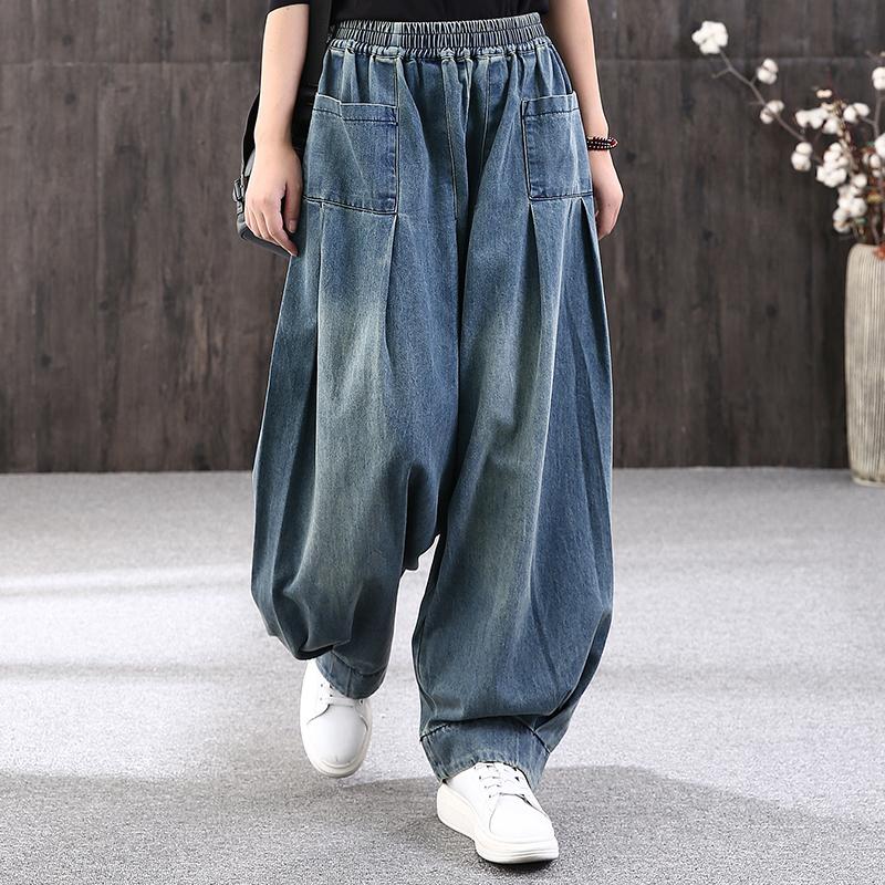Plus Size - Simple Pure Color Loose Jeans