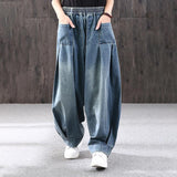 Plus Size - Simple Pure Color Loose Jeans