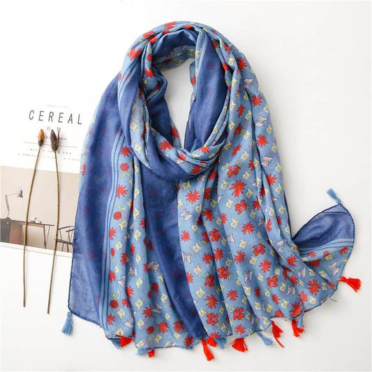 Spring Summer Floral Sunscreen Retro Scarf Shawl