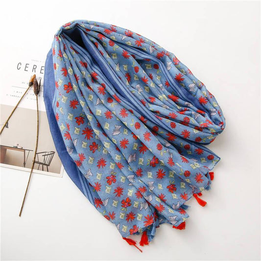 Spring Summer Floral Sunscreen Retro Scarf Shawl