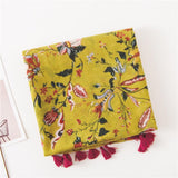 Spring Yellow Floral Print Sunscreen Scarf
