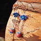 Boucles d'oreilles pendantes florales cloisonnées vintage (une paire)