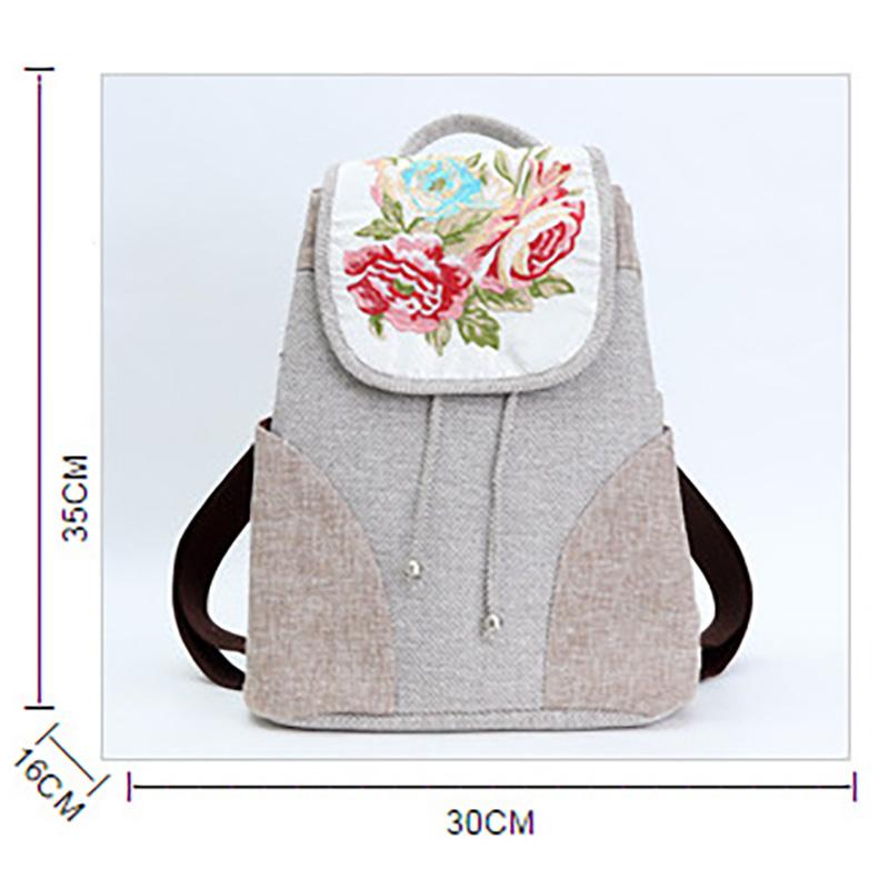 Vintage Large Capacity Floral Embroidered Handbag Backpack