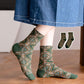 Chaussettes de mode décontractées à fleurs jacquard vintage pour femmes (5 paires)