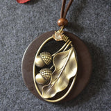 Vintage Alloy Acorn Leaf Necklace