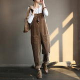 Plus Size - Vintage Women Corduroy Loose Overall