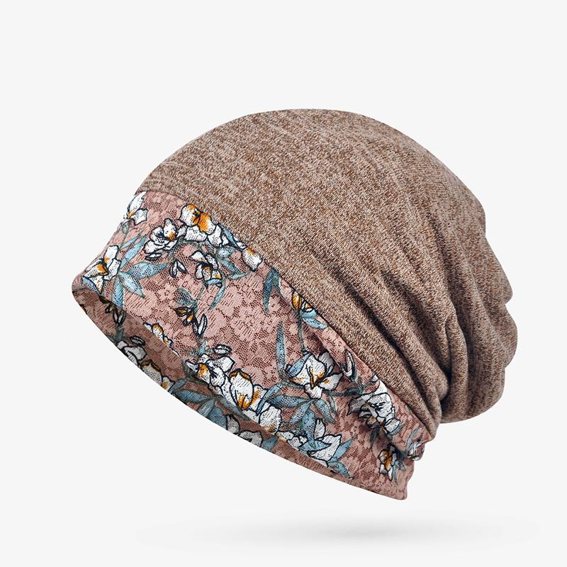 Winter Flower Lace Stitching Warm Hat