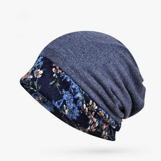 Chapeau chaud à coutures en dentelle de fleurs d'hiver