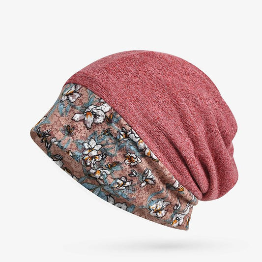 Winter Flower Lace Stitching Warm Hat