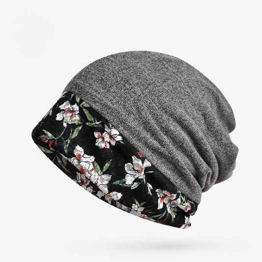 Chapeau chaud à coutures en dentelle de fleurs d'hiver