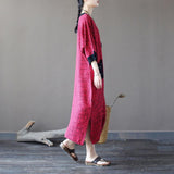 Women Casual Stitching Patchwork Retro Summer Dress