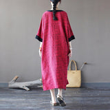 Women Casual Stitching Patchwork Retro Summer Dress
