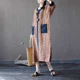 Women Casual Stitching Patchwork Retro Summer Dress