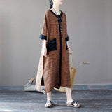 Women Casual Stitching Patchwork Retro Summer Dress