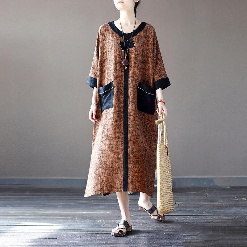 Robe d'été rétro décontractée en patchwork pour femmes