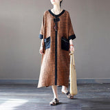 Women Casual Stitching Patchwork Retro Summer Dress
