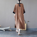 Women Casual Stitching Patchwork Retro Summer Dress